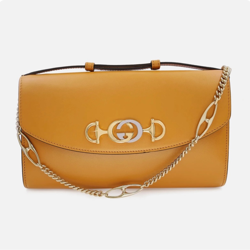 Gucci Zumi Smooth Leather Top Handle Mustard Yellow Small Shoulder Bag